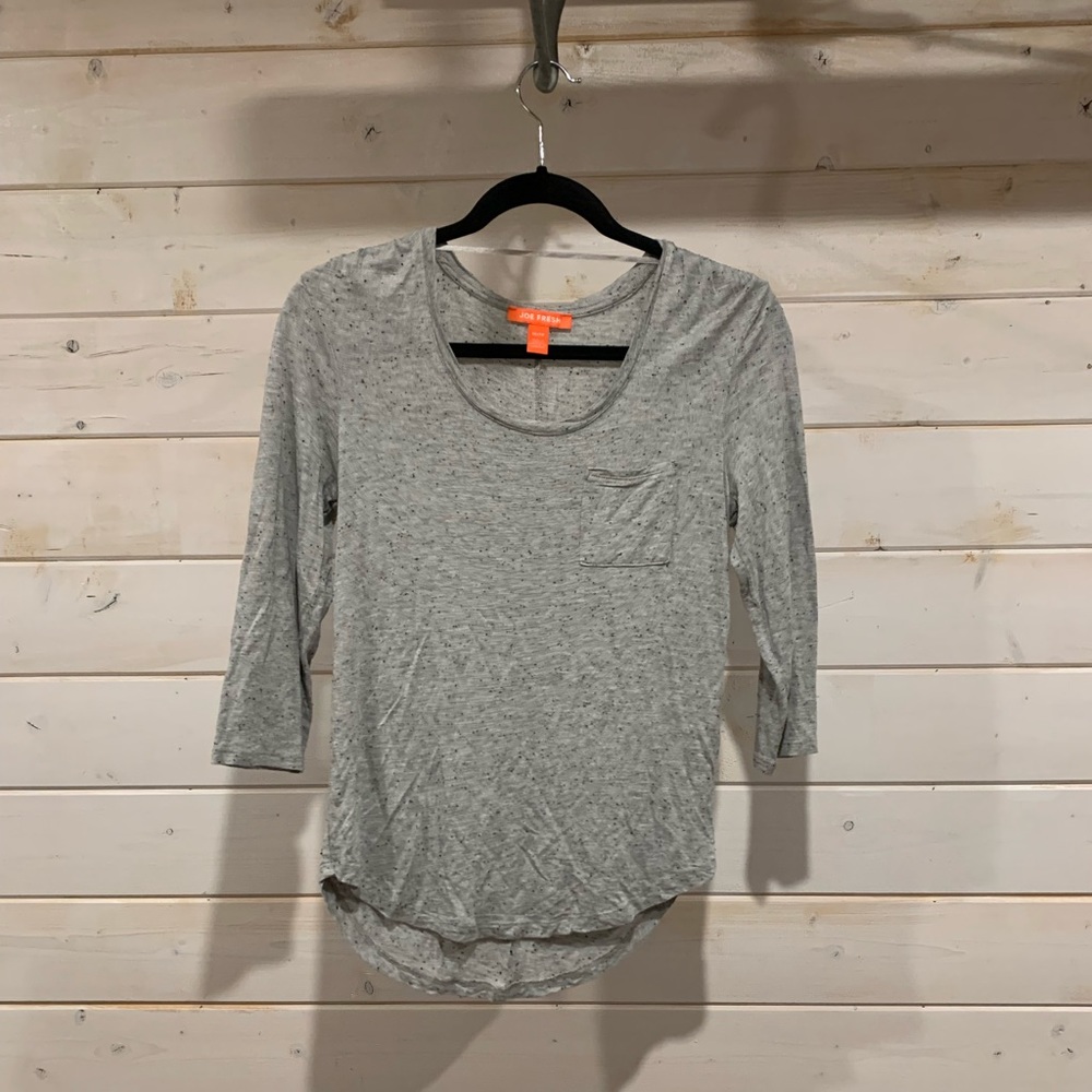 Joe Fresh | Basic Grey Pocket 3/4 Length Top